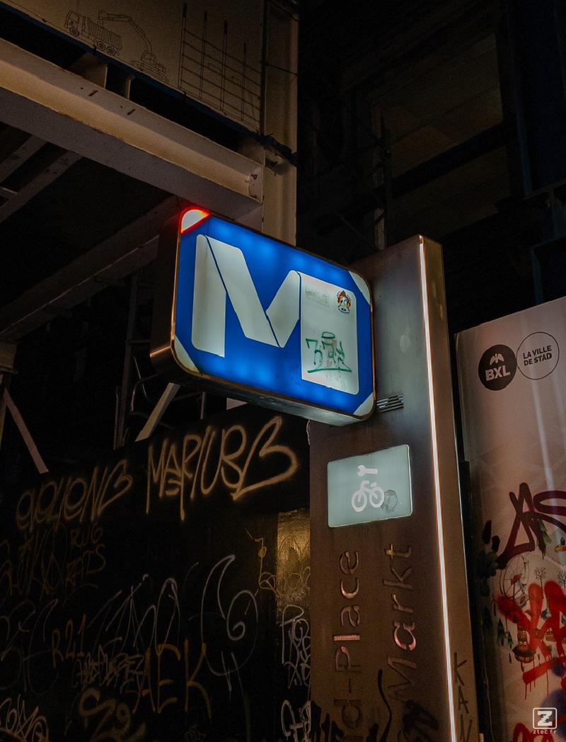 Metro sign entrance at Brussels