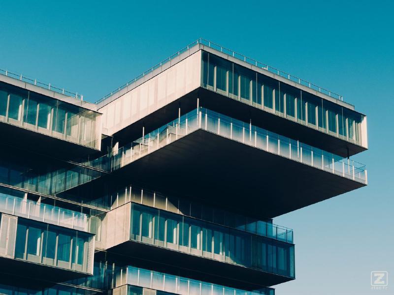 A futuristic and brutalist building.