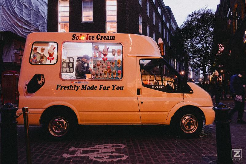 An Ice truck in the street