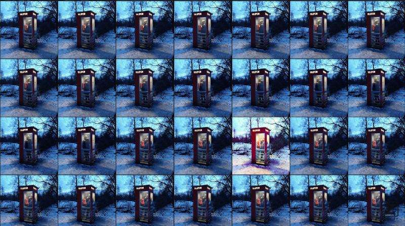 Multiple photo of a phone-booth in a grid. One is properly developed.
https://www.flickr.com/photos/ztec/39492570522/