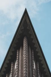 Point of a building top from below