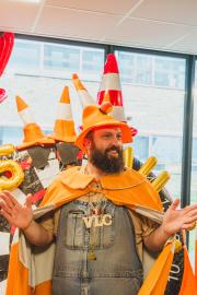 A VLC themes wizard with a cone head!