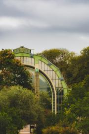 Jardin-des-plantes main greenhouse in the middle of trees