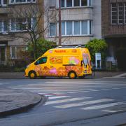 A waffle truck near ULB during FOSDEM.
