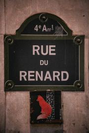 Rue du renard with a fox drawing below