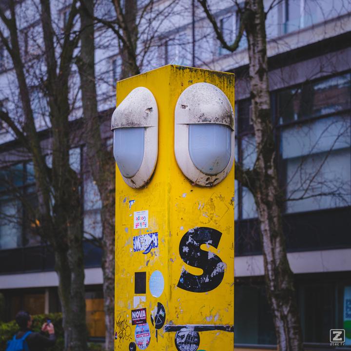 A Yellow light pole to call in case of emergency (SOS)