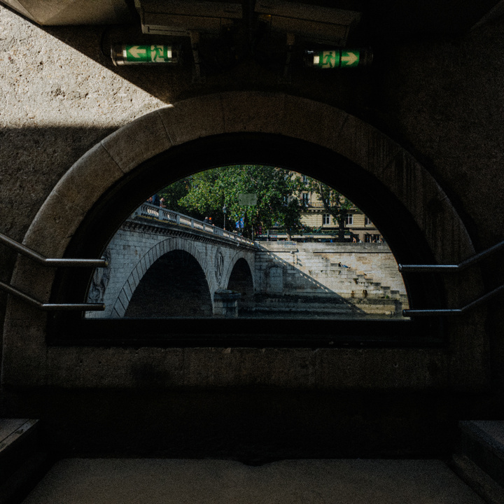 Mouth full of a bridge on the Seine. Exit on the right, or left !
https://www.flickr.com/photos/ztec/53759635280/