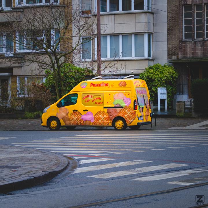 A waffle truck near ULB during FOSDEM.