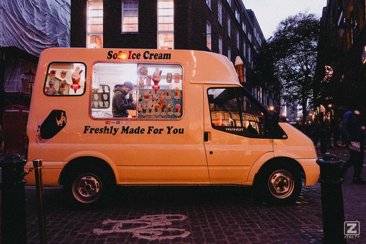An Ice truck in the street