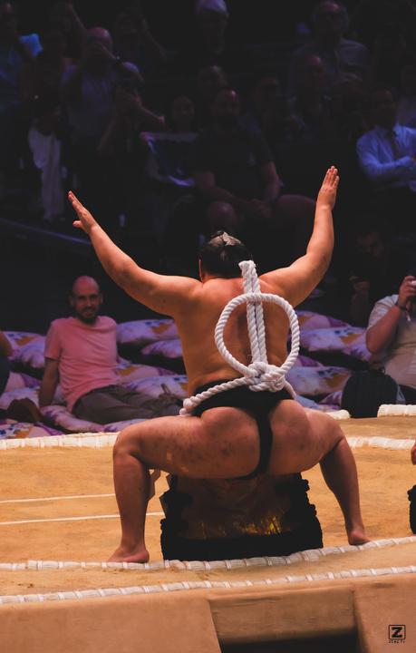 A sumo parading before battle