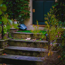 A green plastic watering can