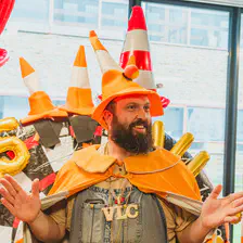 A VLC themes wizard with a cone head!