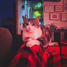 Cat on lap/knee with crossed arms (sort of)