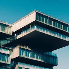 A futuristic and brutalist building.