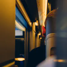 Closeup of someone ear siting on the train